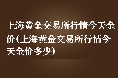 上海黄金交易所行情今天金价(上海黄金交易所行情今天金价多少)