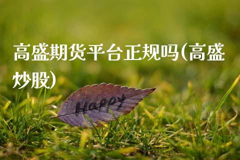 高盛期货平台正规吗(高盛炒股)