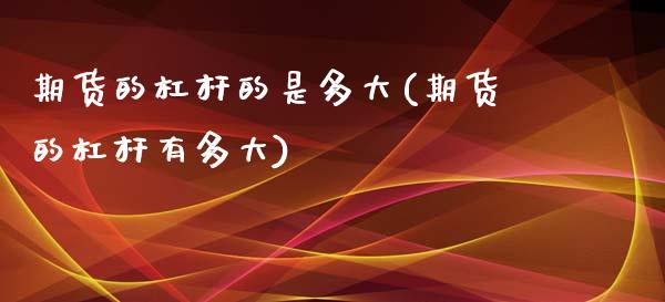 期货的杠杆的是多大(期货的杠杆有多大)