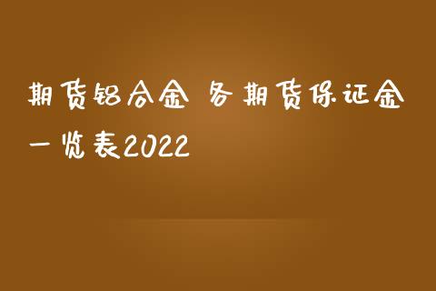 期货铝合金 各期货保证金一览表2022
