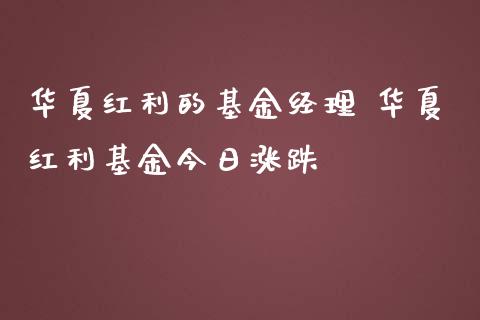 华夏红利的基金经理 华夏红利基金今日涨跌_基金理财_第1张_宇龙理财网 华夏红利的基金经理 华夏红利基金今日涨跌_https://www.dglong8.com_基金理财_第1张