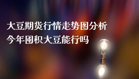 大豆期货行情走势图分析 今年囤积大豆能行吗