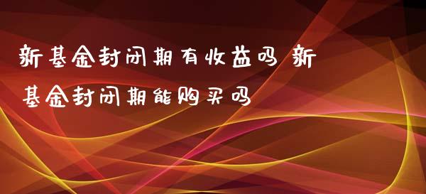 新基金封闭期有收益吗 新基金封闭期能购买吗