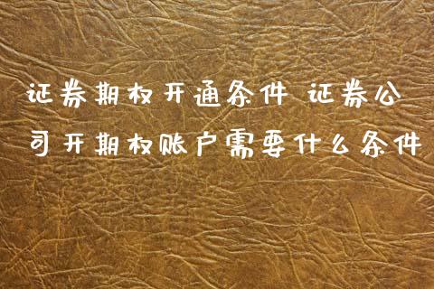 证券期权开通条件 证券公司开期权账户需要什么条件_期货理财_第1张_宇龙理财网 证券期权开通条件 证券公司开期权账户需要什么条件_https://www.dglong8.com_期货理财_第1张