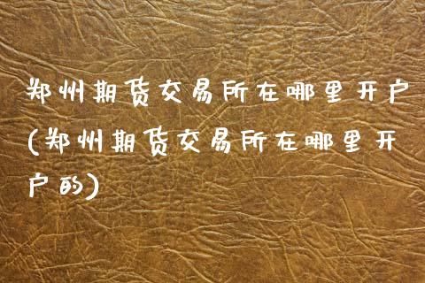 郑州期货交易所在哪里开户(郑州期货交易所在哪里开户的)
