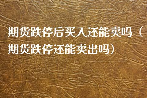 期货跌停后买入还能卖吗（期货跌停还能卖出吗）