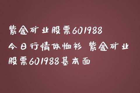 紫金矿业股票601988今日行情体恤衫 紫金矿业股票601988基本面