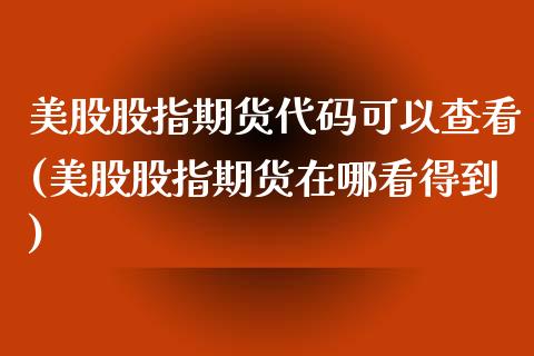 美股股指期货代码可以查看(美股股指期货在哪看得到)