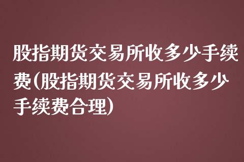 股指期货交易所收多少手续费(股指期货交易所收多少手续费合理)