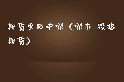 期货里的沪深（深市 股指期货）