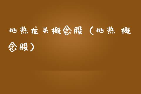 地热龙头概念股（地热 概念股）