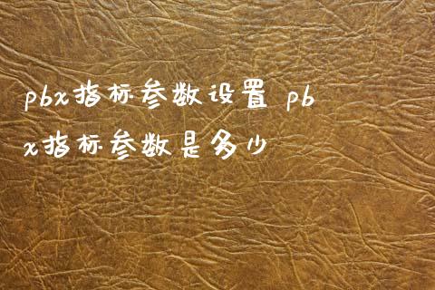pbx指标参数设置 pbx指标参数是多少_https://www.dglong8.com_股票理财_第1张