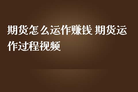 期货怎么运作赚钱 期货运作过程视频