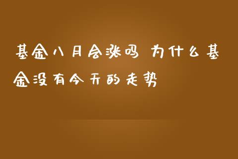 基金八月会涨吗 为什么基金没有今天的走势