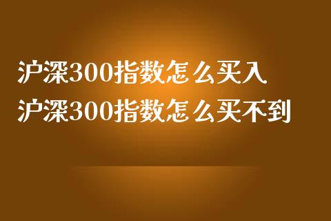 沪深300指数怎么买入 沪深300指数怎么买不到_财经要闻_第1张_宇龙理财网 沪深300指数怎么买入 沪深300指数怎么买不到_https://www.dglong8.com_财经要闻_第1张