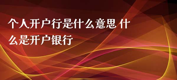 个人开户行是什么意思 什么是开户银行