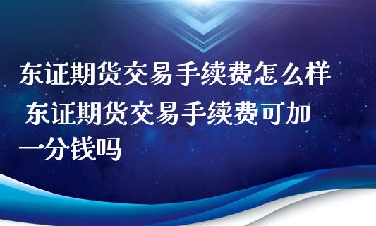 期货交易手续费怎么样 期货交易手续费可加一分钱吗