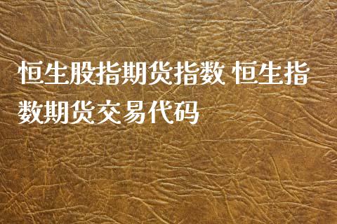 恒生股指期货指数 恒生指数期货交易代码