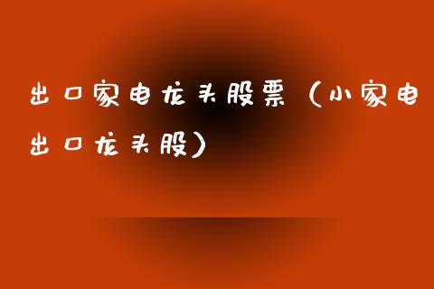 出口家电龙头股票（小家电出口龙头股）