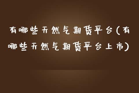 有哪些天然气期货平台(有哪些天然气期货平台上市)