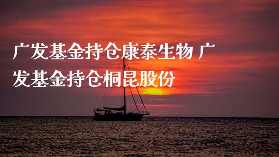 广发基金持仓康泰生物 广发基金持仓桐昆股份