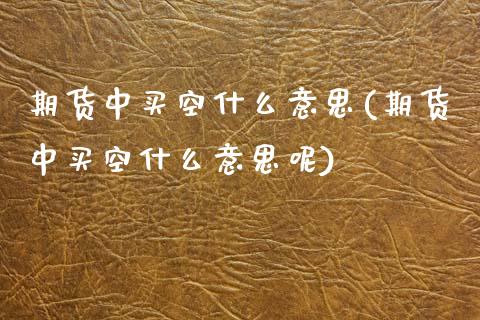期货中买空什么意思(期货中买空什么意思呢)