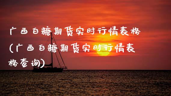广西白糖期货实时行情表格(广西白糖期货实时行情表格查询)