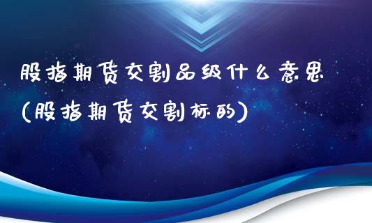 股指期货交割品级什么意思(股指期货交割标的)