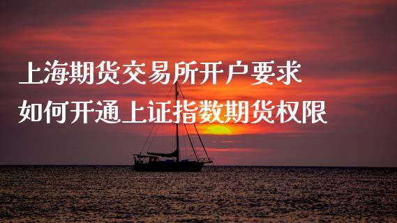 上海期货交易所开户要求 如何开通上证指数期货权限