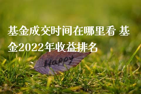 基金成交时间在哪里看 基金2022年收益排名