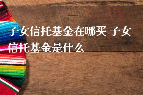 子女信托基金在哪买 子女信托基金是什么