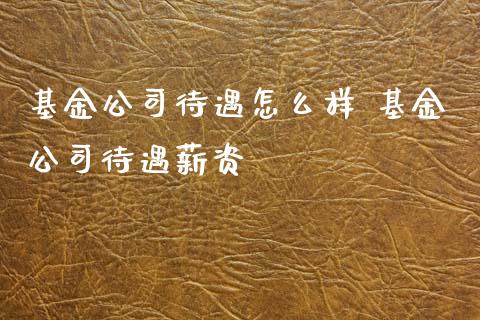 基金公司待遇怎么样 基金公司待遇薪资