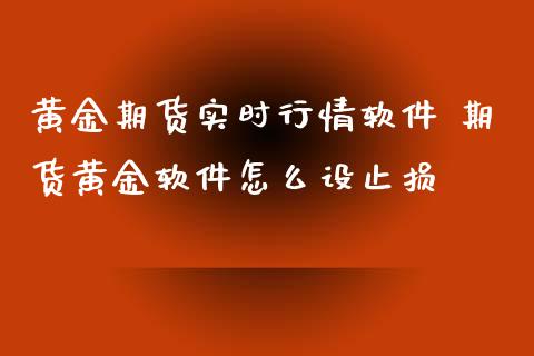 黄金期货实时行情软件 期货黄金软件怎么设止损