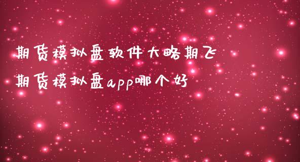 期货模拟盘软件大略期飞 期货模拟盘app哪个好