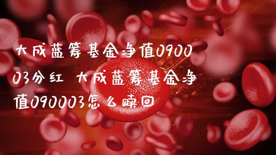 大成蓝筹基金净值090003分红 大成蓝筹基金净值090003怎么赎回