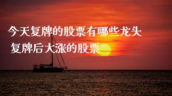 今天复牌的股票有哪些龙头 复牌后大涨的股票