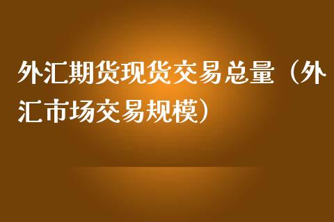 外汇期货现货交易总量（外汇市场交易规模）