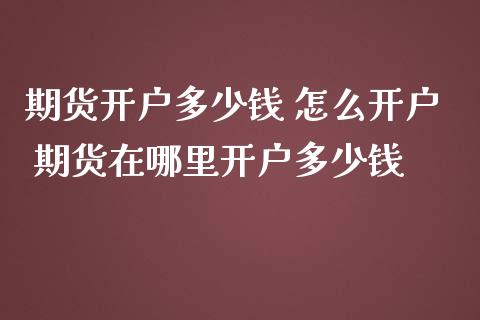 期货开户多少钱 怎么开户 期货在哪里开户多少钱