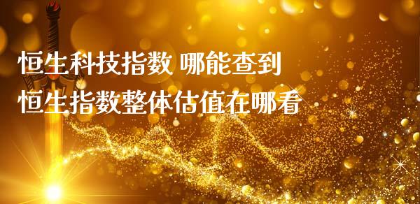 恒生科技指数 哪能查到 恒生指数整体估值在哪看