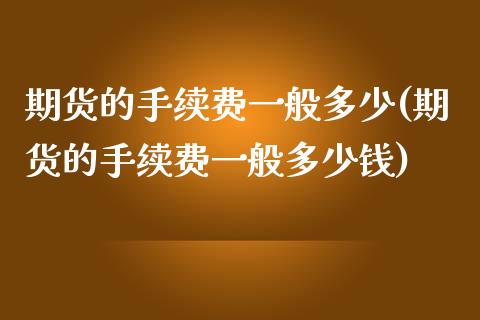 期货的手续费一般多少(期货的手续费一般多少钱)