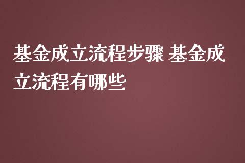 基金成立流程步骤 基金成立流程有哪些