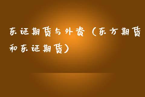期货与外资（东方期货和期货）