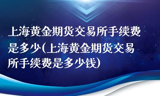上海黄金期货交易所手续费是多少(上海黄金期货交易所手续费是多少钱)