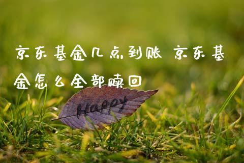京东基金几点到账 京东基金怎么全部赎回