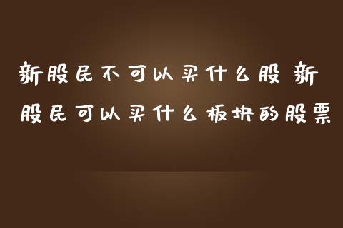 新股民不可以买什么股 新股民可以买什么板块的股票