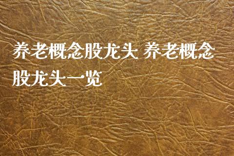 养老概念股龙头 养老概念股龙头一览