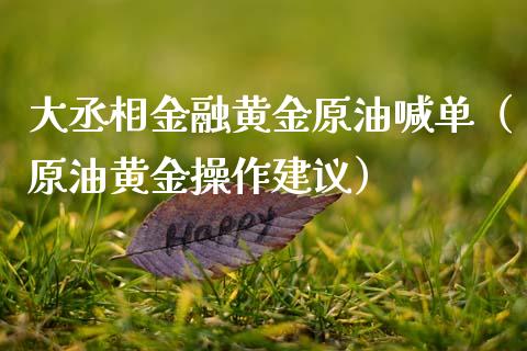 大丞相金融黄金原油喊单（原油黄金操作建议）