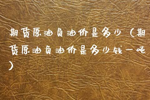 期货原油负油价是多少（期货原油负油价是多少钱一吨）