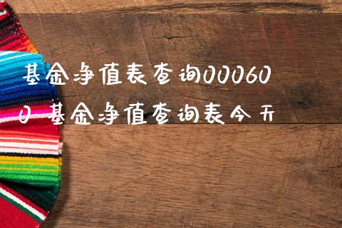 基金净值表查询000600 基金净值查询表今天