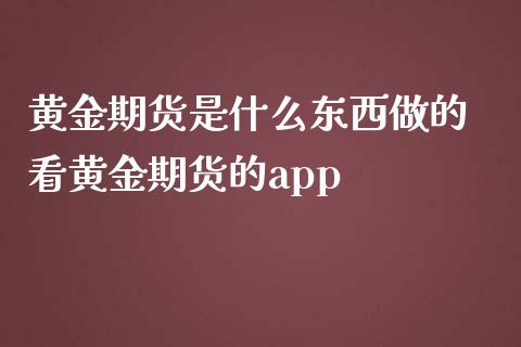 黄金期货是什么东西做的 看黄金期货的app